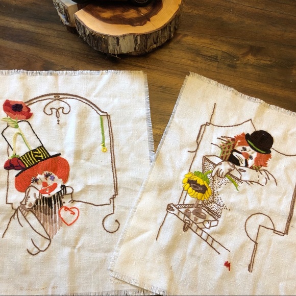 Other - embroidery needle point lot of clowns